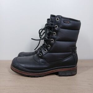 UGG Boots Men 8 Black Leather Lace Up Puffer Combat Boots Streetwear Winter